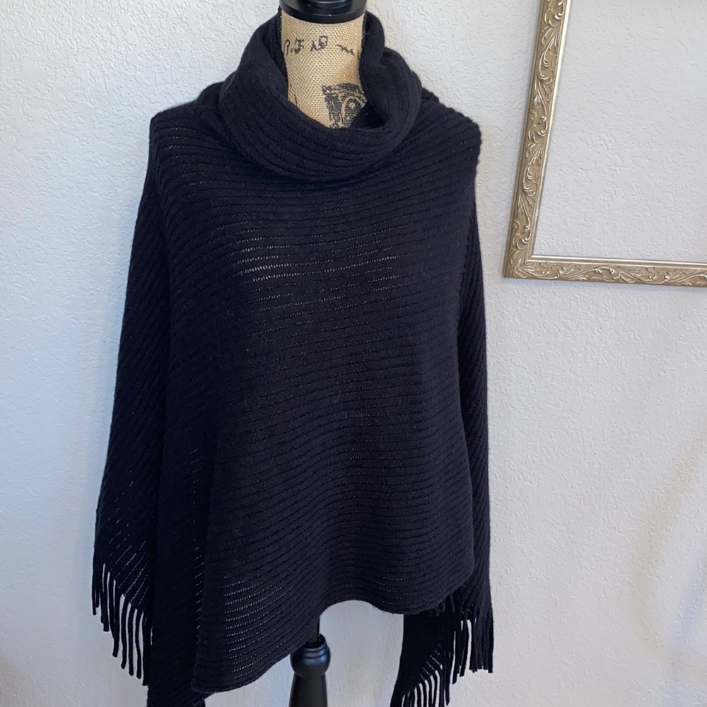BCBG Max Sport Black Knot Poncho One Size